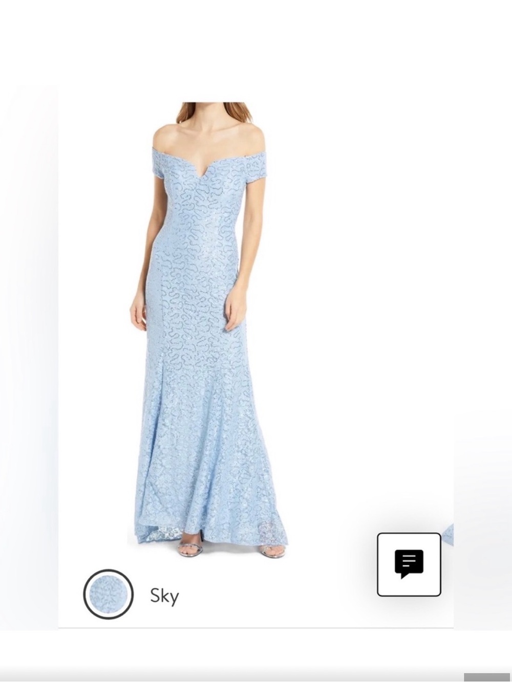 Vince Camuto Light Blue Off-Shoulder Lace Gown NWOT - Picture 5 of 7